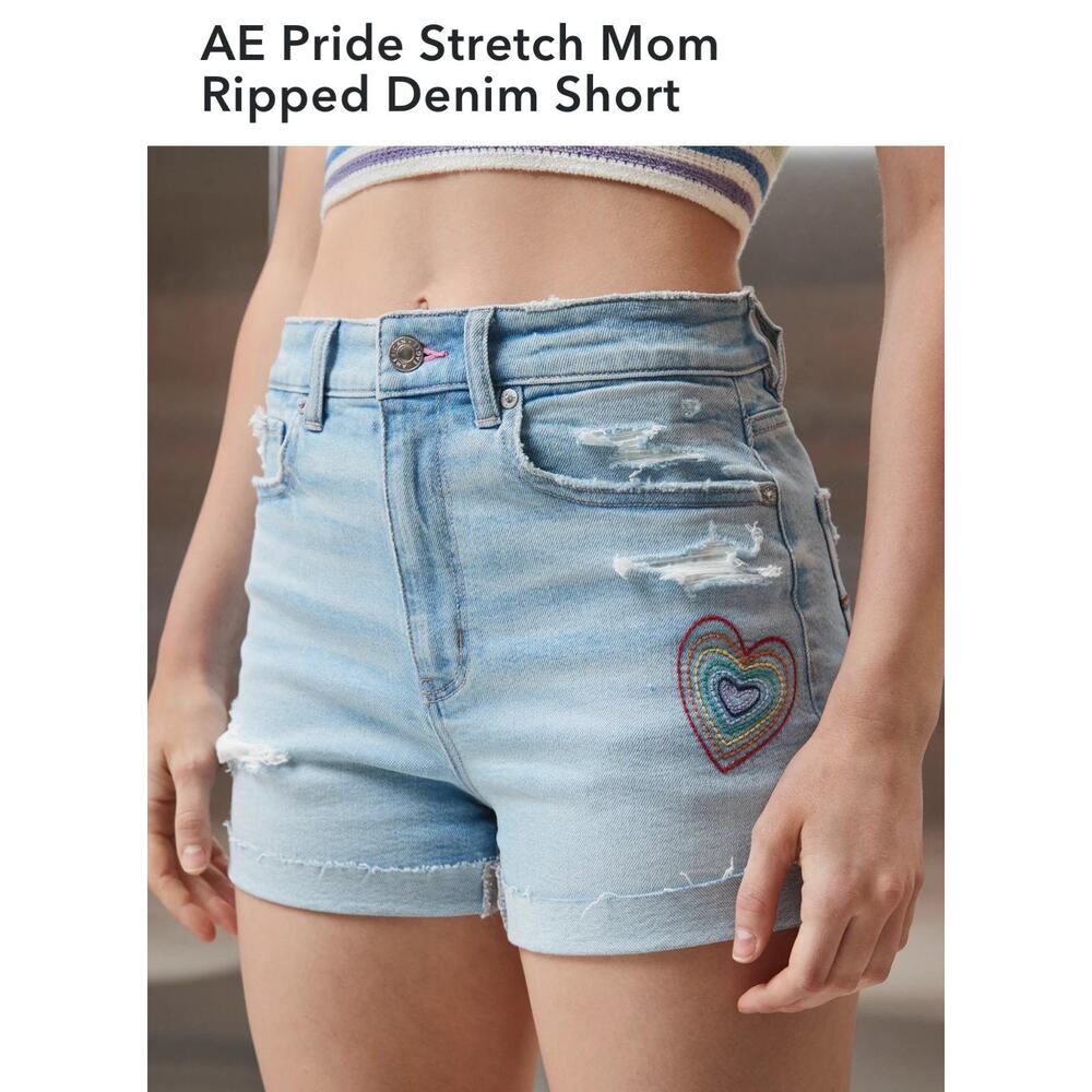 American Eagle Pride Collection Distressed Denim Shorts Women’s Size 0 – Light W